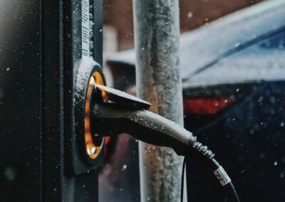 A car is plugged into a charging station.